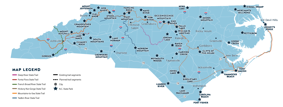 North Carolina State Parks map