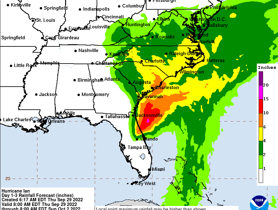 hurricane tropical storm Ian North Carolina rain